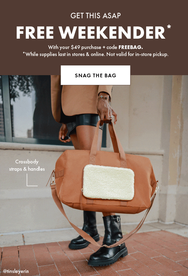 Dsw free hotsell weekender bag code