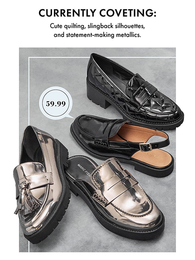 CURRENTLY COVETING: Cute quilting, slingback silhouettes, and statement-making metallics.
