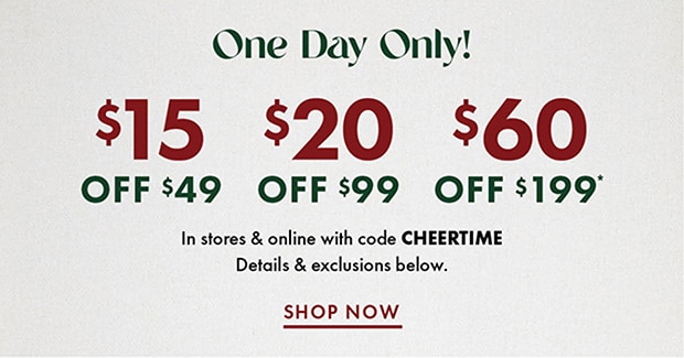 $15 $20 $60 OFF with code CHEERTIME SHOP NOW