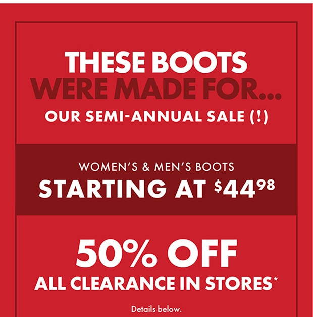 50% OFF ALL CLEARANCE IN STORE*