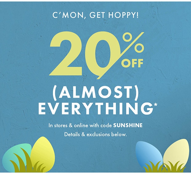 20% OFF with code SUNSHINE